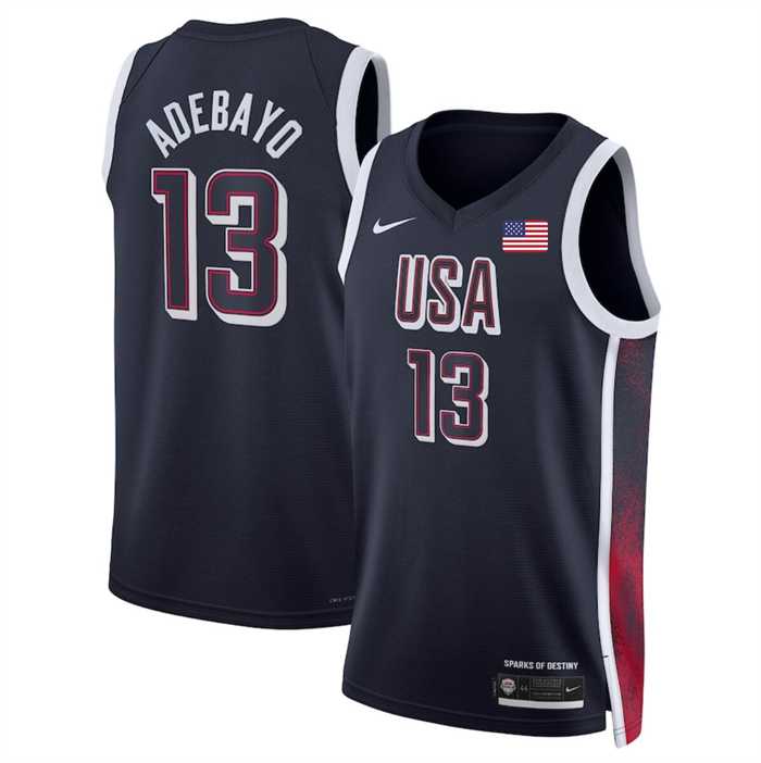 Mens USA Basketball #13 Bam Adebayo Navy 2024 Swingman Stitched Jersey